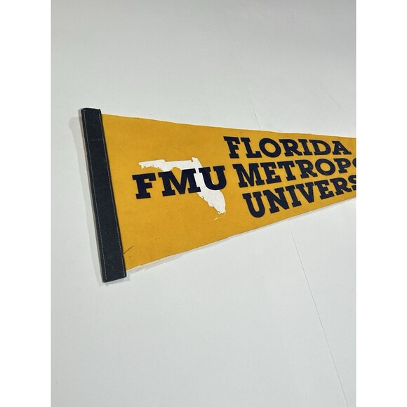 Vintage Florida Metropolitan University FMU Pennant Yellow Flag Florida Rare - Picture 2 of 10